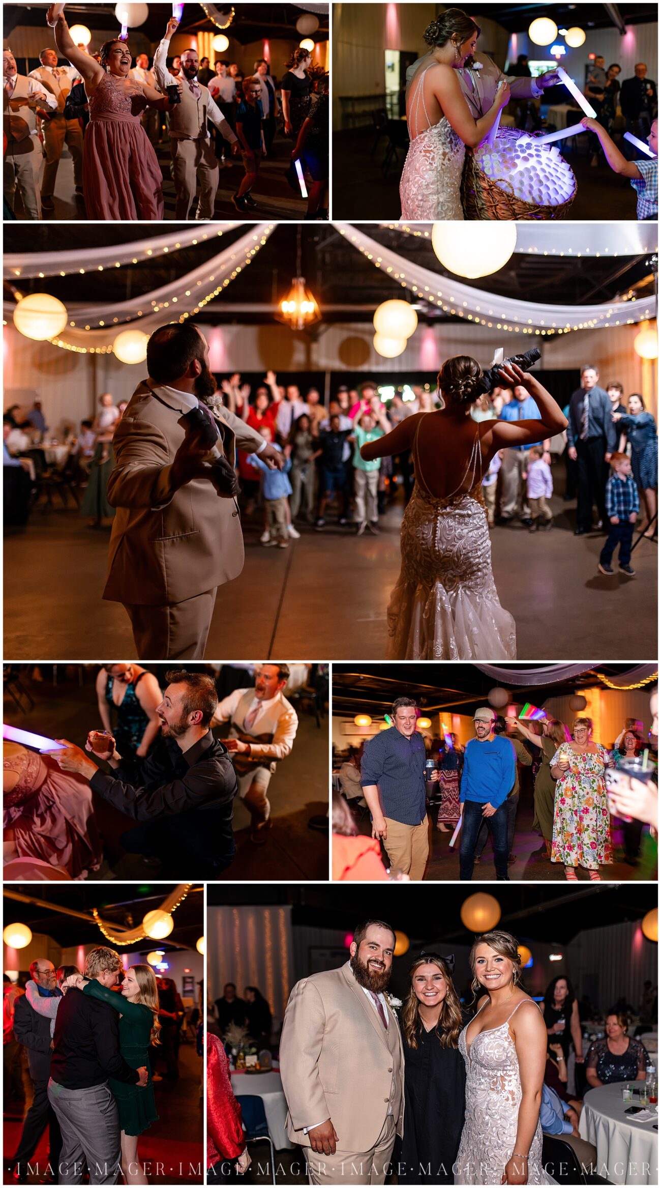A small town wedding for Casey and Adam. A collage of image from their large wedding reception at the Kankakee County Fairgrounds. All of the party, dancing, and the bride and groom having fun with their guests.

Kankakee County Fairgrounds, Kankakee, IL.

Photo taken by Mager Image Photography.