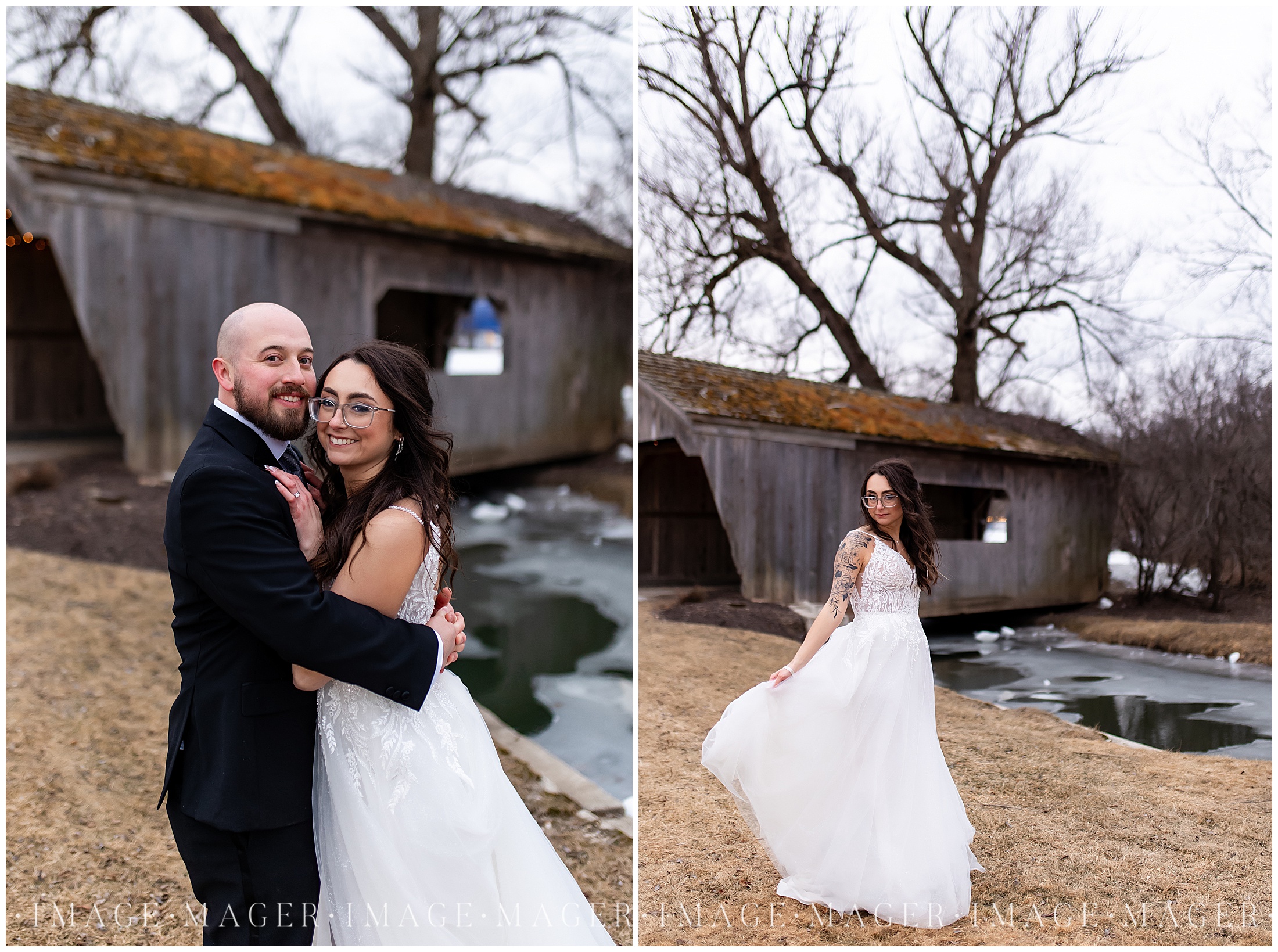 alpine valley ski resort snowboarder wedding portraits in snow slopes